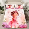 thumbnail image 2 of Manfei Cute Cartoon Elf Full Size Sheets,Chic Flower Floral Bed Sheets,Pink Purple White Sheet Sets For Girls,Breathable Home Decor,4-Piece, 2 of 7