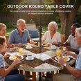 thumbnail image 3 of Round Outdoor Tablecloth with Umbrella Hole and Zipper, Patchwork Texture Tablecloth with Elastic Waterproof, Retro Rustic Blocks Abstract Linen Brown Patio Table Covers for 55" - 60" Pool Tables, 3 of 9