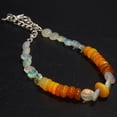 thumbnail image 3 of Ethiopian Opal 5-8mm Mix Shape Smooth Cut Beads 7 inch Adjustable Silver Plated Clasp Bracelet for men, women, unisex. Link Chain Stacking Bracelet.|LINK_02635, 3 of 4