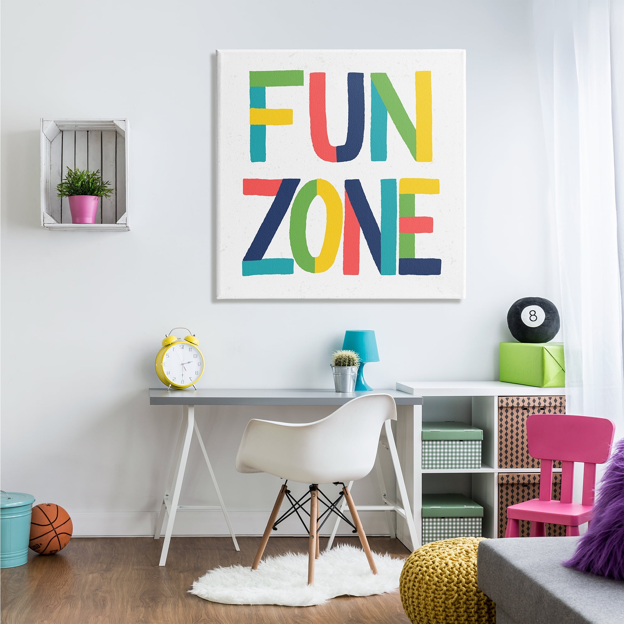 Stupell Industries Fun Zone Children's Motivational Phrase Bold Vibrant Typography, 36 x 36, Design by Raye Allison Creations