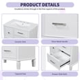 thumbnail image 5 of Euroco 30" Freestanding Bathroom Vanity with Flip-Out Drawer and Ceramic Sink, Soft-Close Drawers, Solid Wood Legs – Pre-Drilled for 8" Widespread Faucet, 5 of 9
