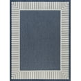 thumbnail image 3 of 4x6 Water Resistant, Indoor Outdoor Rugs for Patios, Front Door Entry, Entryway, Deck, Porch, Balcony | Outside Area Rug for Patio | Navy, Striped Border | Size: 4' x 5'3'', 3 of 8