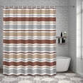 thumbnail image 3 of Shower Curtain Brown Stripes Bathroom Curtains with Hooks, Waterproof Fabric Grey Khaki Classic Striped Bath Shower Curtains Set for Bathroom Bathtubs Decor 36x72 Inch, 3 of 9