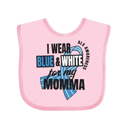 

Inktastic I Wear Blue and White For My Momma ALS Awareness Gift Baby Boy or Baby Girl Bib