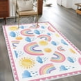 thumbnail image 2 of Rainbow Sunshine Area Rugs 2.7'x5', Washable Small Throw Rugs for Kitchen Bedroom, Rainy Cute Pink Border Indoor Outdoor Rug Non-Slip Low Pile Carpet Runner Reversible Floor Mats, 2 of 8