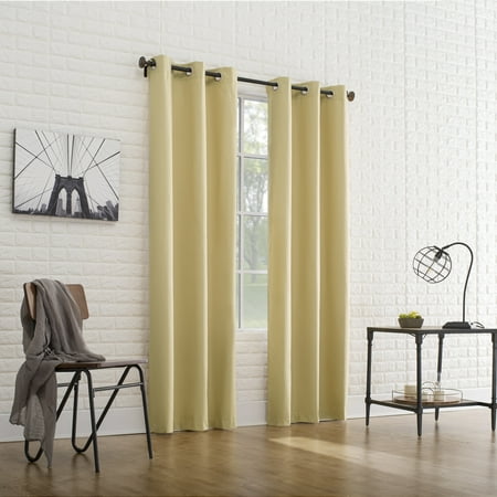 Sun Zero Cooper Textured Thermal-Lined Blackout Energy-Efficient Grommet Curtain Panel, 40"x63", Flax
