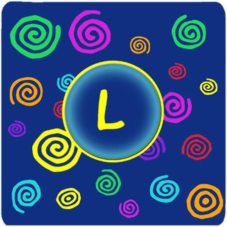 

Monogram - Blue Swirls Foam Coasters Initial Letter L Set - 4
