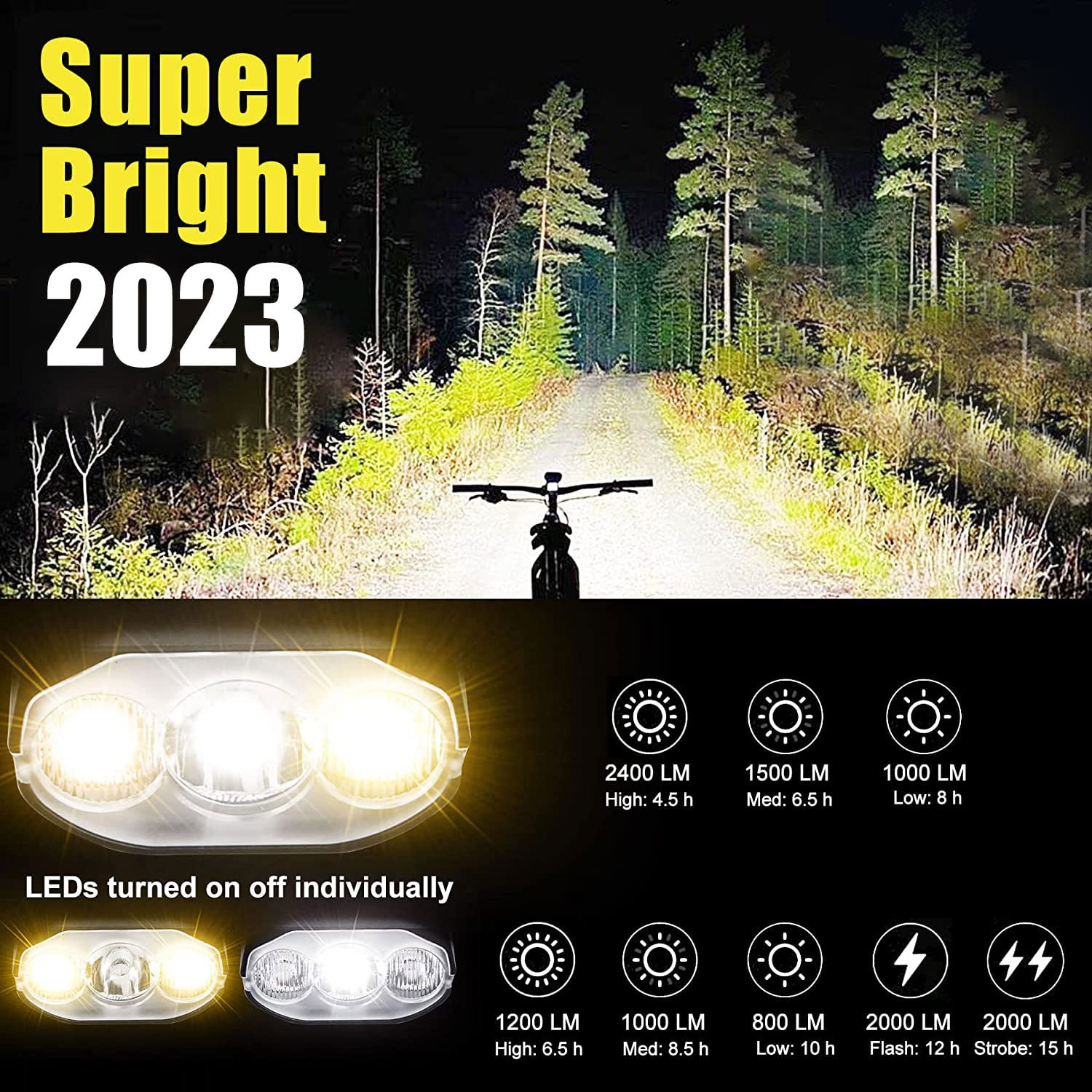 Best Bike Lights for Night Riding 2023 Most Powerful Mountain Bike Light  8000 Rechargeable Bicycle Lights Front Rear MTB Light Enduro Trail Riding  Brightest Headlight Off-Road Cycling Commuting 