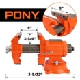 thumbnail image 3 of Tornillo de banco PONY de alta resistencia con mordaza de 5 pulgadas con base giratoria de 360°, 3 of 9