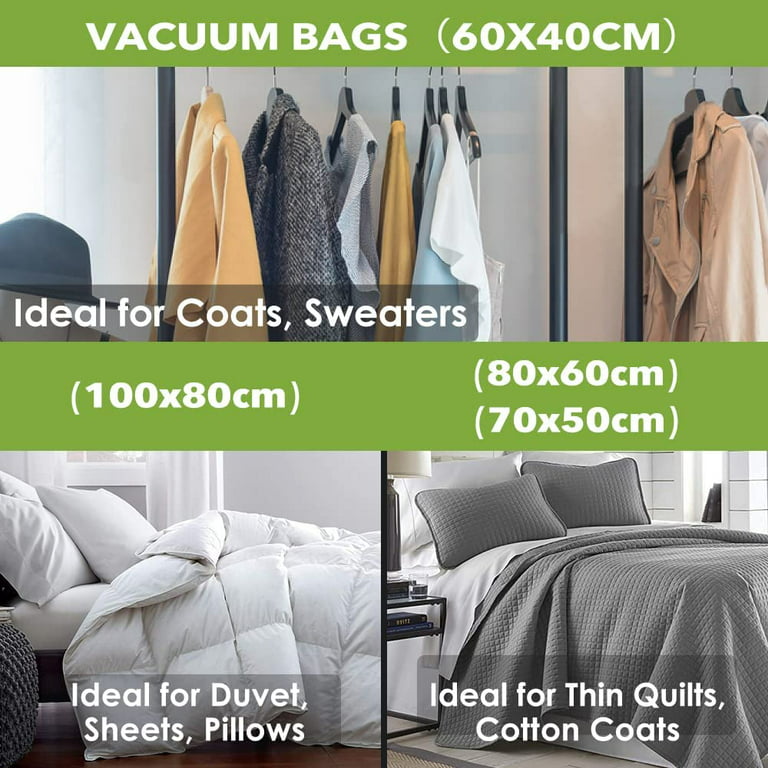 Vacuum Storage Bags Combo 8 Pack, Vacuum Sealed Bags for Bedding and  Clothes, Hanging and Cube Vacuum Sealer Bags for Bedroom Closet Storage,  Large