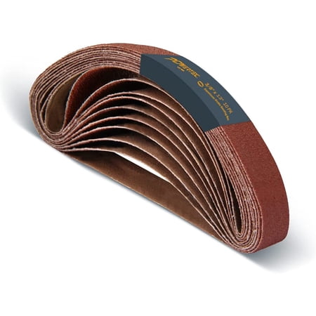 UPC: 0843441101352 | POWERTEC Universal Sanding Belts 3/8-Inch x 13-Inch | Aluminum Oxide 120 Grit – 10PK (401312)
