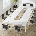 thumbnail image 3 of Tribesigns Table de Conférence Blanc et Noir de 78,74 Pouces, Grand Bureau de Réunion et de Séminaire de Bureau avec Pattes en Métal et Patins de Pieds Ajustables, 6–8 Places, Table Seulement Incluse, 3 of 5