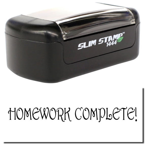 Slim Pre-Inked Homework Complete Stamp, Slim 1444, Ultra Slim Design, Impression Size 1/2" by 1-3/4", Up to 25,000 Impressions - Black Ink