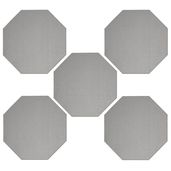 Furnish My Place Abstract Contemporary Striped Pattern Modern Plush Two Tone High Low Pattern Rug Carpet, Pet-Friendly Carpet, Made in USA - Iconic Grey, 3' Octagon - Set of 5