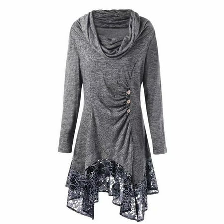 Noroomaknet Womens Tunics and Long Shirt Plus Size,Womens Tops and T-shirt ,Juniors Long Sleeve Tops,Gray(S-5XL)
