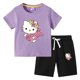 thumbnail image 3 of Conjunto de camiseta de manga corta para niños de Hello Kitty, ropa de algodón para bebés, pantalones cortos de media manga para niños y niñas, traje de dos piezas, 3 of 5