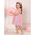 thumbnail image 5 of IBTOM CASTLE Toddler Baby Girls Boho Rainbow Tutu Floral Sequin Sleeveless Backless Ruffle Tulle Dress Princess Birthday Party Sundress 3-4 Years Rainbow Sequin Dots, 5 of 9