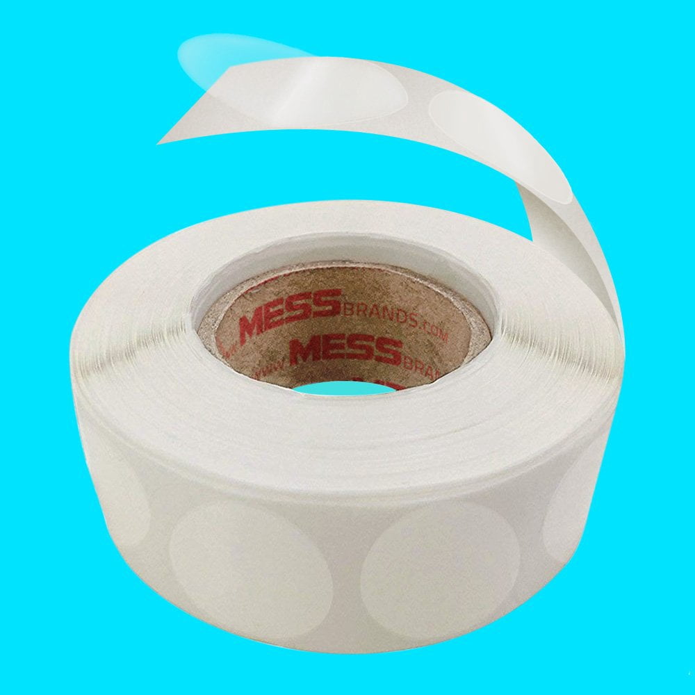 MESS Clear Wafer Shape Mailing Seals – 1,000 Clear Adhesive Labels, 1.5" Round Circles – Envelope Tab Sealers
