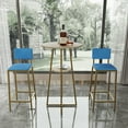 thumbnail image 6 of Spaco Bar Table and Chairs Three Piece Set, Sponge Made Seat Cushions and Backrests, Bar Table with Storage Function and Gold Frame, Bar Chair with Brown Tabletop and Blue Cushion, Blue, 6 of 19