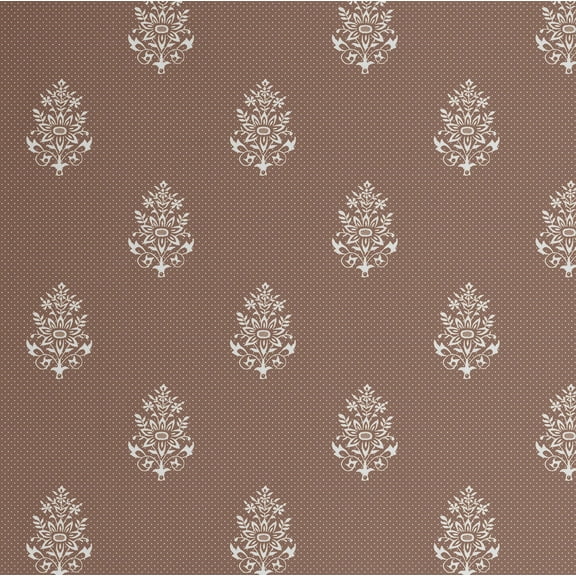 S4Sassy Peel and Stick Wall Covering, Floral Buti Print Removable Wallwrap- Asian Style Walls Mural, Instant Wall Makeover for Bathroom, Closet Interior Self-Adhesive Wallpaper Vinyl- Brown, 25"x60"