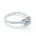 thumbnail image 3 of JeenMata Three Stone - 1.75 Carat Round Brilliant Cut Moissanite - Pave Engagement Ring - 18K White Gold Plating Over Silver, 3 of 7