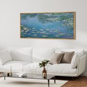 IDEA4WALL Extra Large Framed Canvas Print Wall Art Tranquil Water Lilies Classic Impressionist Pond Nature Scenery Antique Retro Fine Art Colorful Decorative for Home Decoration - 60x30