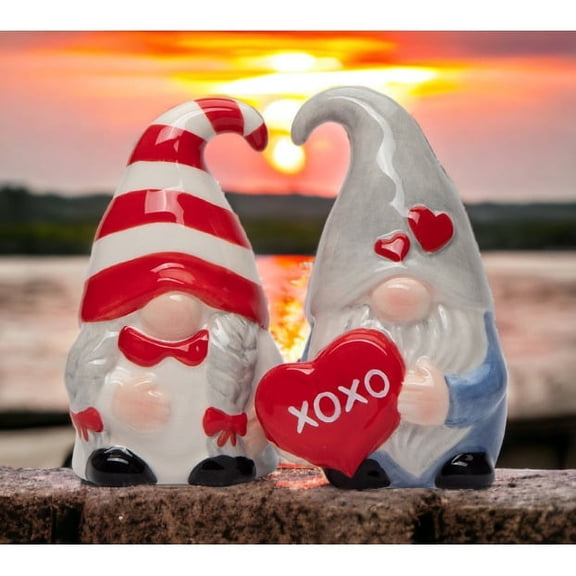 Ceramic Valentine Gnome Salt And Pepper Home Decor  Kitchen Decor Valentine s Day Decor Romantic Decor