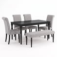 thumbnail image 4 of Home Design Pryor 6-Piece Dining Table Set- Rectangular Table, Upholstered Chairs and Bench, Modern Turned Legs Design, Black, 4 of 17