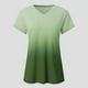 thumbnail image 2 of Tops de verano para mujer, camisetas de manga corta, blusa suelta, camisetas de gran tamaño, camisetas casuales con cuello en V y degradado de color para niñas, S, verde claro WD.WDQZL Hogar, 2 of 3
