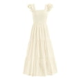 thumbnail image 1 of Vestido largo PRETTYGARDEN para mujer con cuello cuadrado y ojales, color beige, 1 of 9