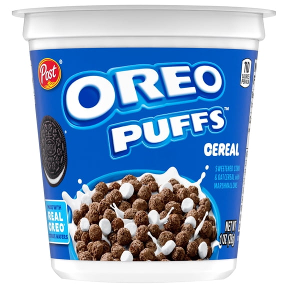 Post Oreo Puff Cereal Cup, Crunchy Chocolatey Breakfast, Crunchy Single Serve On-the-Go Sack,  1 oz cup