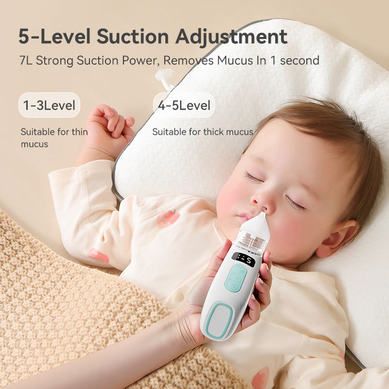 Nasal Aspirator for Baby, 2-in-1 Electric Baby Nasal Aspirator with Sprayer – Baby Nose Sucker, Nose Sucker for Baby – 5 Adjustable Suction Levels, Quiet, Music & Lights