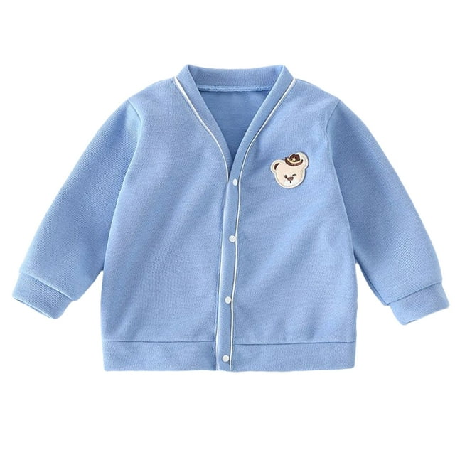 FAIWAD Toddler Boys Girls Cardigan Sweater Newborn Infant Embroidered Button Up Knitted Outerwear for Fall Winter