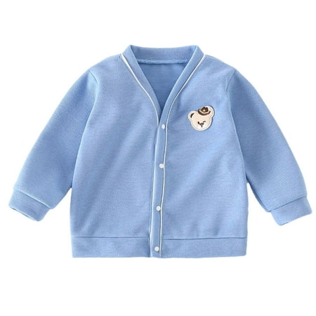 

abtuhar Girls Cardigan Infant Baby Boys Cardigan Crochet Sweater V-Neck Toddler Knit Button up Knitted Pattern Pullover Sweatshirt Sky Blue 6-7 Years