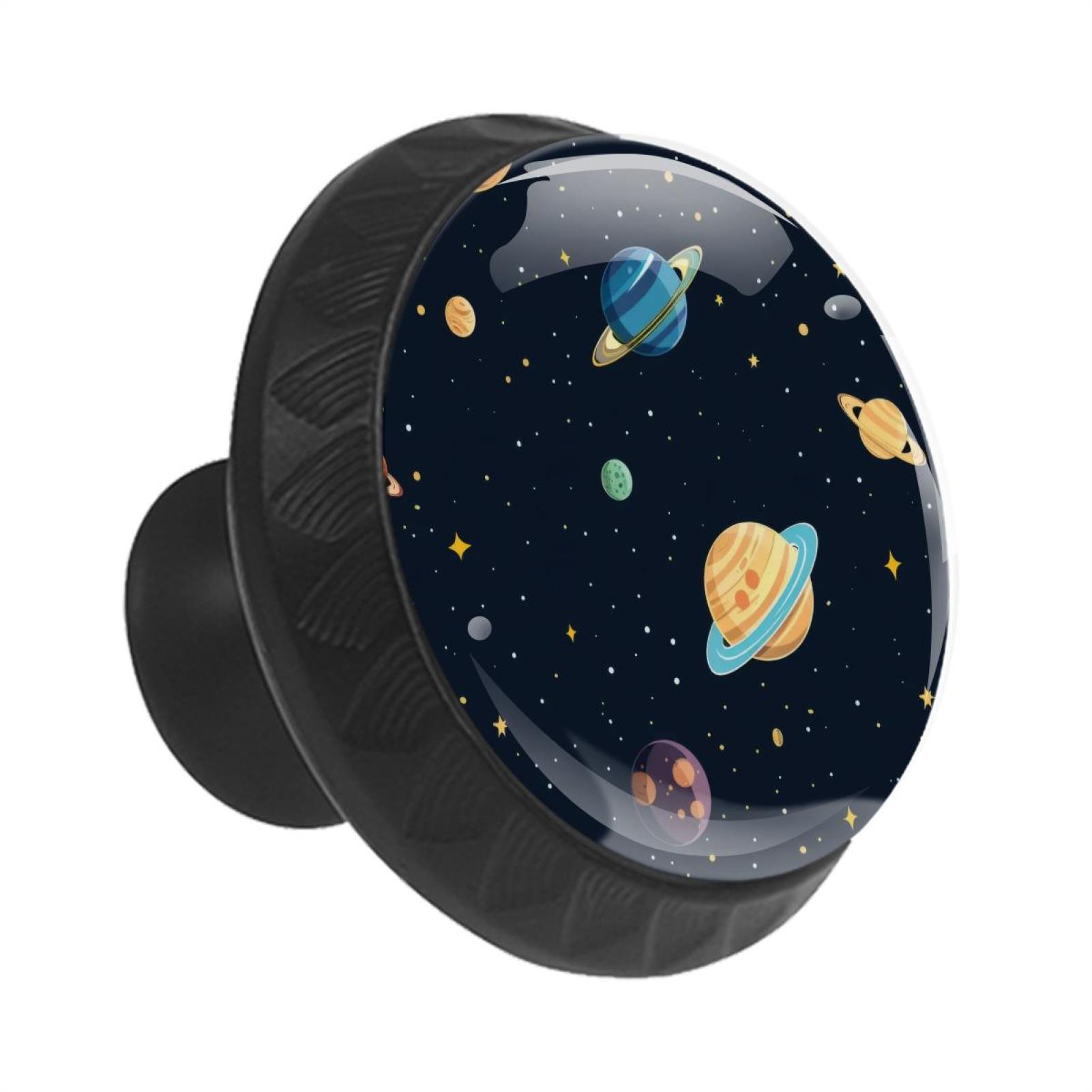 12 Pack Round Glass Drawer Knobs For Kitchen Cabinet With Screws, Cartoon Space Planets and Stars Night Sky Background Crystal Diamond Shaped Cupboard Knobs For Kitchen Office Bathroom