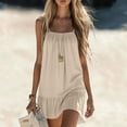 thumbnail image 2 of YuXingFu 100% Cotton Dress Women Maxi Scoop Neck Plus Size Womens Dress Sleeveless with Pockets Long Casual Summer Beige XS, 2 of 9