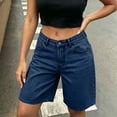 thumbnail image 7 of vdgthytj Jean Shorts Women Summer Wide Leg Mid Waist Baggy Streetwear Casual Denim Bermuda Shorts with Pockets, 7 of 7