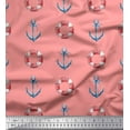 thumbnail image 1 of Soimoi Orange Satin Silk Fabric Life Ring & Anchor Hook Nautical Printed Fabric 1 Yard 42 Inch Wide, 1 of 1