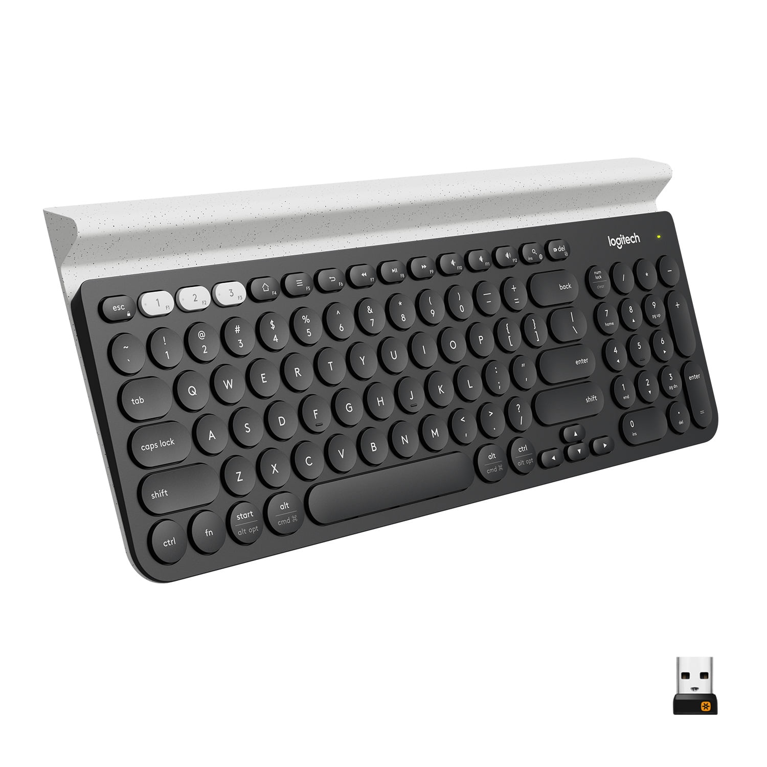Logitech K780 Multi-Device Wireless Keyboard for Windows, Apple, Android or Chrome, Wireless 2.4GHz, Bluetooth, Smartphone and Tablet Cradle, Quiet, compatible with PC, Mac, Laptop