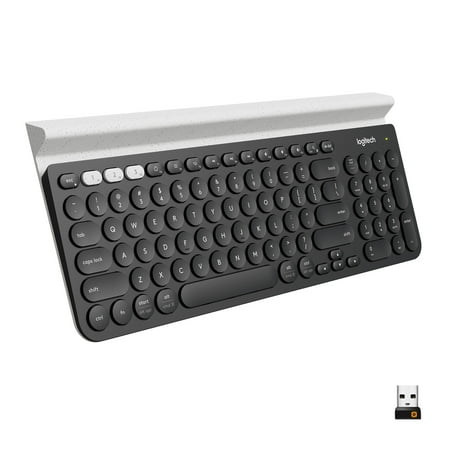 Logitech K780 Multi-Device Wireless Keyboard for Windows, Apple, Android or Chrome, Wireless 2.4GHz, Bluetooth, Smartphone and Tablet Cradle, Quiet, compatible with PC, Mac, Laptop