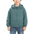 thumbnail image 2 of WAVSUF Boys Hooded Jacket with Pockets Windproof Long Sleeve Fall Windproof Casual Coat Green 10-12, 2 of 8