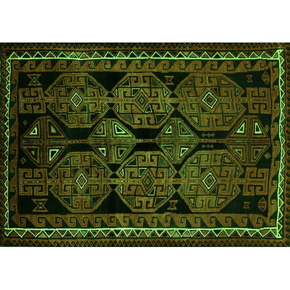 Ahgly Company Indoor Rectangle Persian Green Traditional Area Rugs, 7' x 9'
