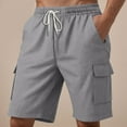 thumbnail image 2 of Men's Stretch Cargo Shorts Casual Drawstring Classic Relaxed Fit Summer Short with Multi Pockets Mens Beach Shorts Athletic Gym Basketball, 2 of 7