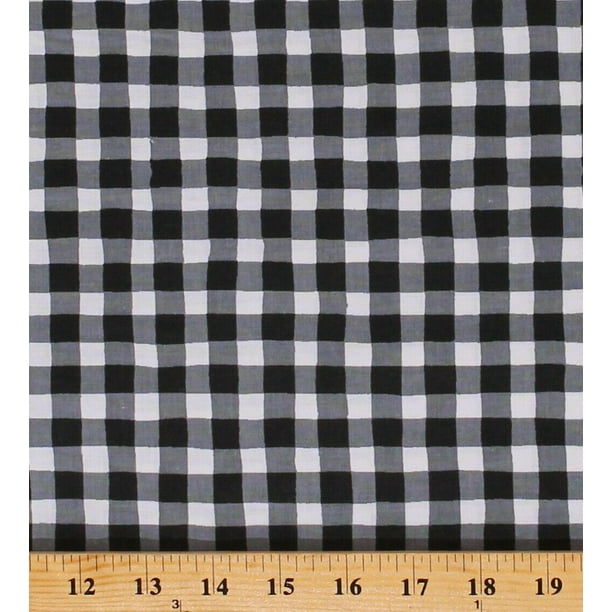 Cotton Checkered Black and White Squares