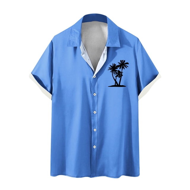 Camisas de Manga Larga para Hombres Blusa Cómoda de Cuello de Impresión, Camisa Casual de Poliéster para Uso Diario, de Fiesta Y de Primavera de Verano