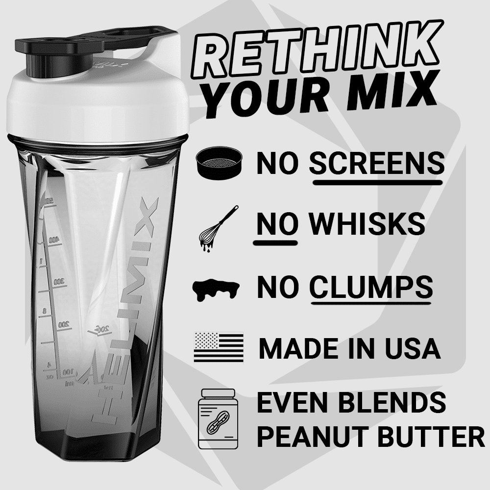 Helimix 2.0 Vortex, White, Portable Pre-Workout Blender Shaker Bottle, 28oz
