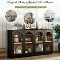thumbnail image 5 of Harper & Bright Designs Large Buffet Cabinet with Storage, Sideboard Kitchen Cabinet with 4 Arched Glass Doors and Adjustable Shelves, Navy, 5 of 18