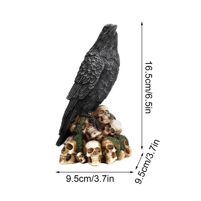 Mysterious Wind Statue Halloween Crow Mog Ornament Gothic Decor for Spooky Party Scene