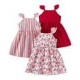 thumbnail image 1 of vigerkar Robes pour Filles Robe pour Tout-Petites Lot de 3 Robe Décontractée de Fête à Imprimé Robe Trapèze Robe d'Été (Vin, 3-4 Ans), 1 of 4