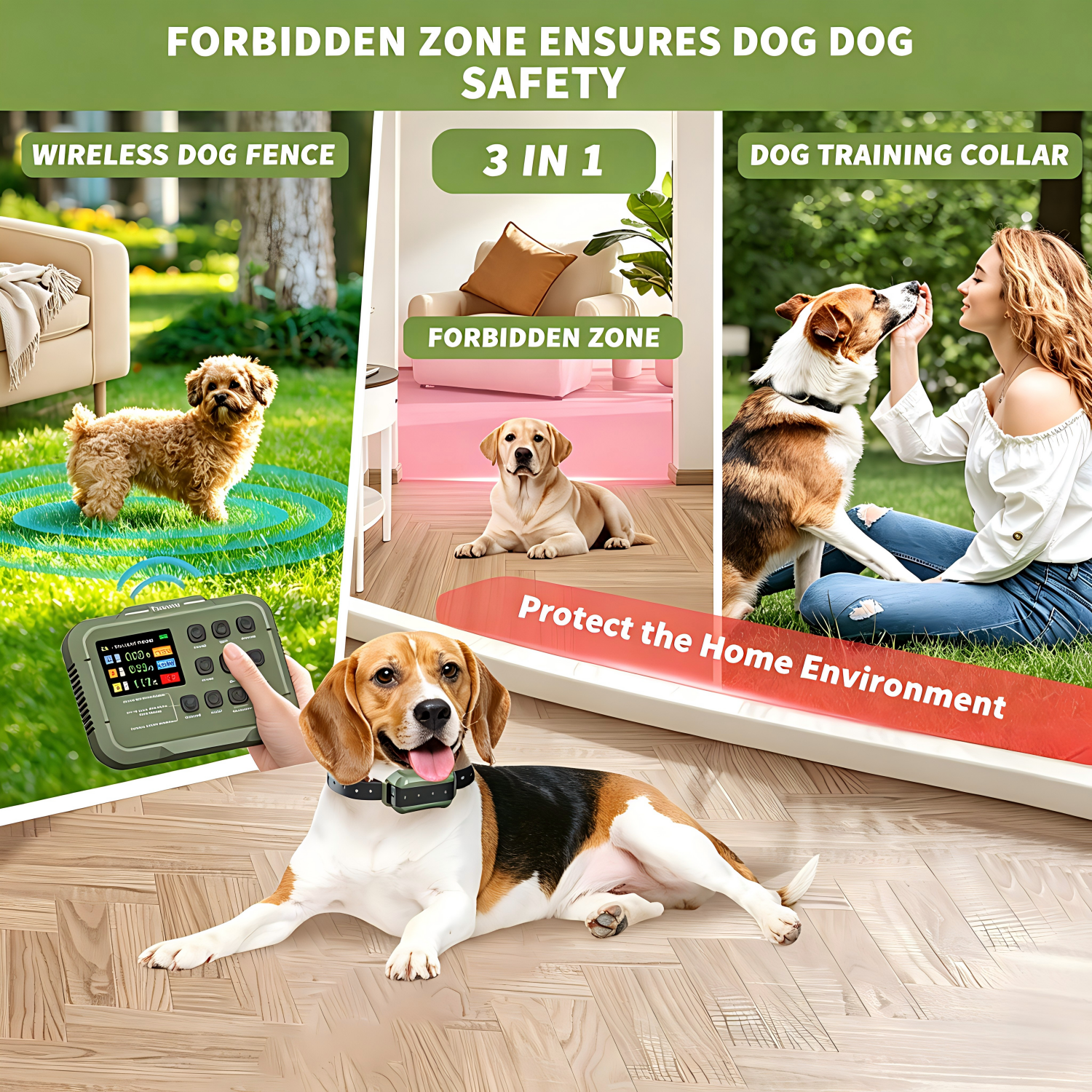 Upgraded Wireless Dog Fence, No-Wire Electric Pet Containment System High-Precision Boundary Control, Up to 5.6 Acres, IPX7 Waterproof, Safe Training for 1–3 Dogs weighing 15-110 lbs